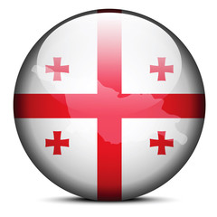 Obraz premium Map on flag button of Georgia
