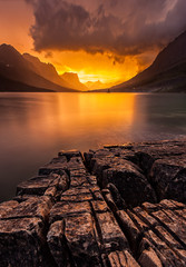 sunset at St. Mary Lake, Glacier national park, MT