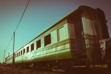 Vintage filtered old train,retro style.