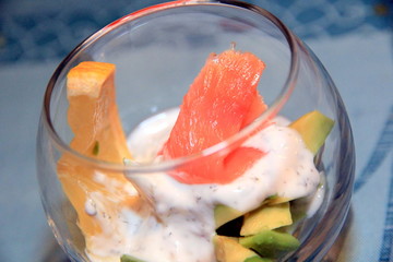 Verrine à l'avocat et au saumon