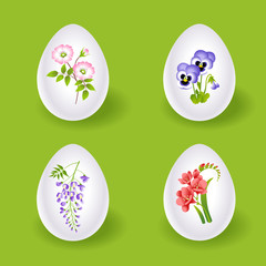 Easter eggs with floral decoration