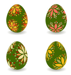 Decorated easter eggs - orange, yellow and green colors