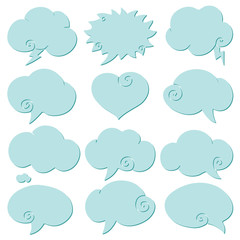 Set of paper speech bubbles