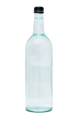 glass bottle of water on white background
