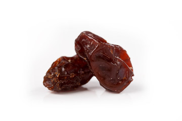 Pile of healthy raisins isolated on white background
