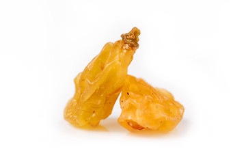 Pile of healthy raisins isolated on white background
