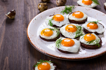 quail egg canapes