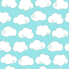 Abstract vector, blue sky, clouds, seamless wallpaper