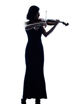 Violinist Woman Slihouette Isolated