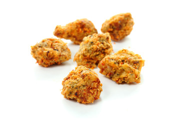 Fired chicken ball spicy on white background