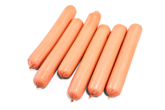 Hot dog sausages isolated on  white