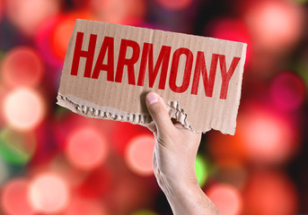 Harmony card with colorful background with defocused lights