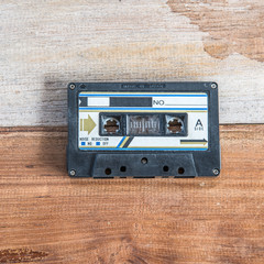 Cassette tape on wood board