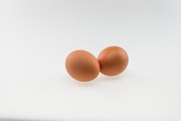 Two eggs. Isolated on white background