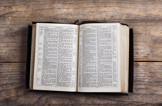 Bible on a wooden desk