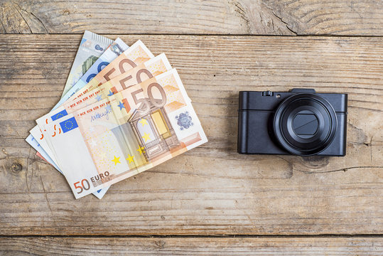 Old camera and money