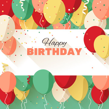 Happy Birthday greeting card in a flat style
