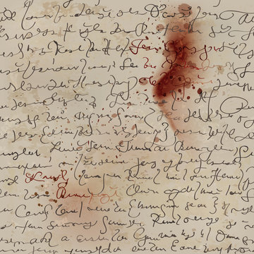 Bloody letter / Sheet of old paper with handwriting
