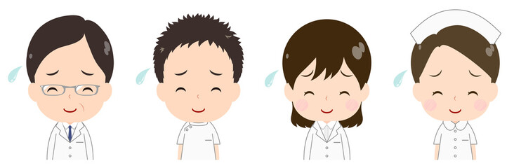 医者　看護師　苦笑い