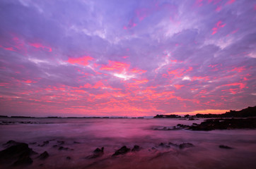 sunrise sky at beach as background