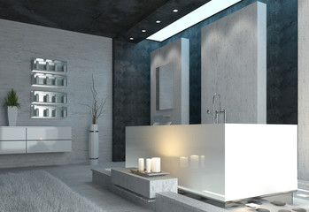 Luxus Badezimmer Interior mit Badewanne und Kerzen
