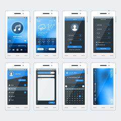 Set of vector illustrations of modern smartphone