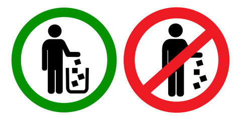 Круглый векторный запрещающий знак мусорить