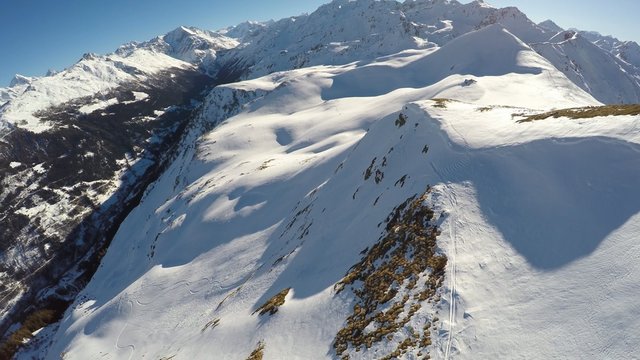 Ski area in Thyon 4 Valley, Swiss Alps - aerial view