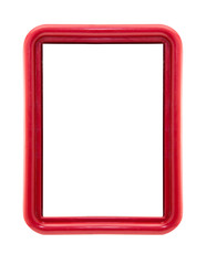 Modern thin red picture frame, isolated