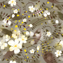 White Jasmine / Floral seamless pattern