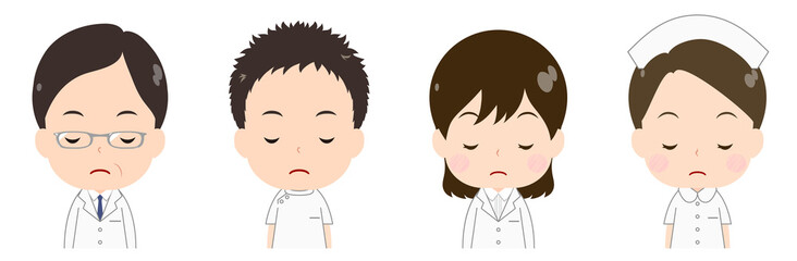 医者　看護師　真剣　目を閉じる