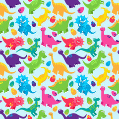 Dinosaur Seamless Tileable Vector Background Pattern  - 79101460