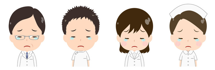 医者　看護師　悲しい　涙目