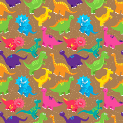 Dinosaur Seamless Tileable Vector Background Pattern 