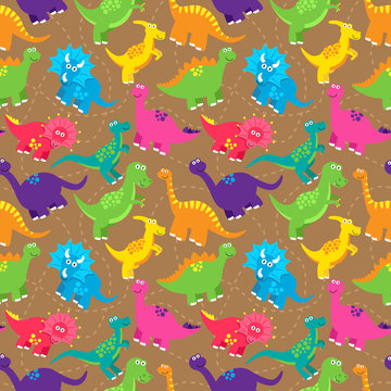 Dinosaur Seamless Tileable Vector Background Pattern © pinkpueblo