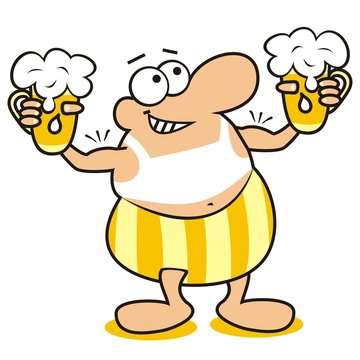 man and beer, mascot