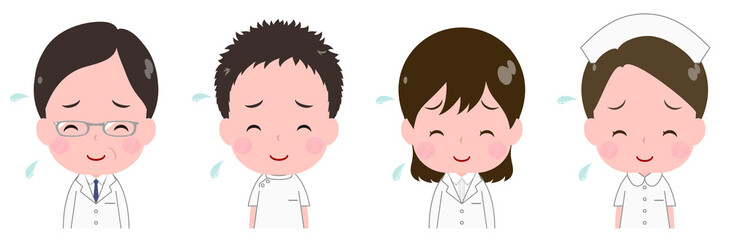 医者　看護師　照れ笑い