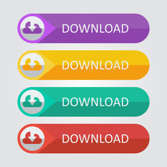 Vector flat buttons cloud download