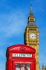 Fototapeta na wymiar Telefonzelle, Big Ben, London