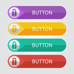 Vector flat buttons with lock icon