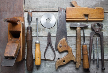 Old hand tools table