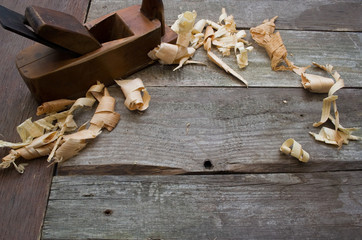 Old plane hand tool upper view