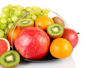Assortment of fruits isolated on white