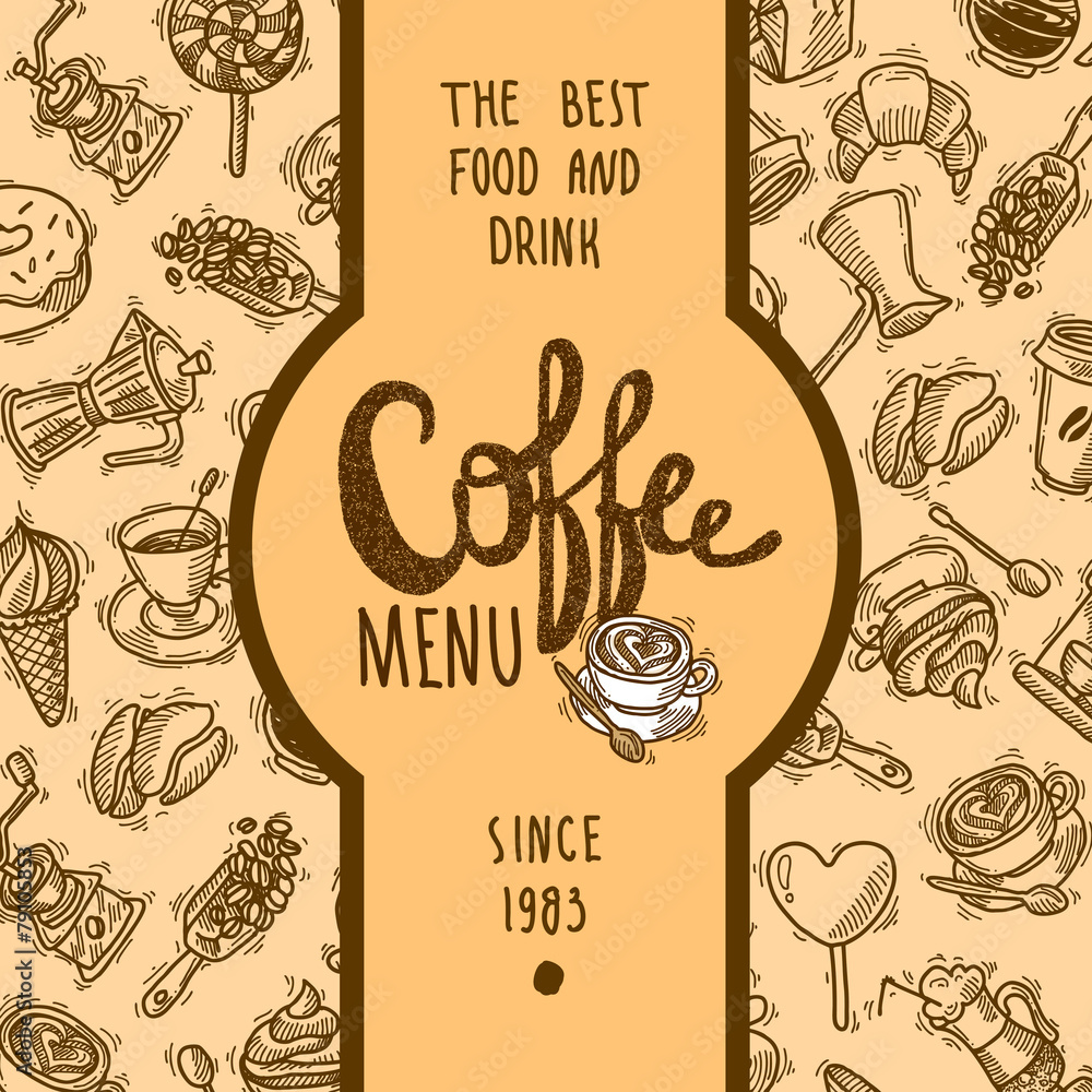 Wall mural coffee menu label