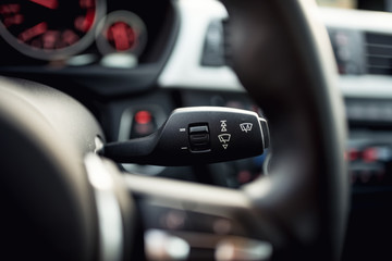 Plakat Close-up of car wipers control - modern car interior details