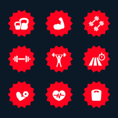 fitness labels set 2 vector illustration, eps10