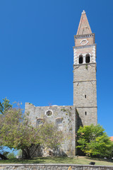 Obraz premium Ancient tower of Barnardine monastery. Portorozh, Slovenia