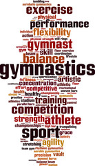 Obraz premium Gymnastics word cloud concept. Vector illustration