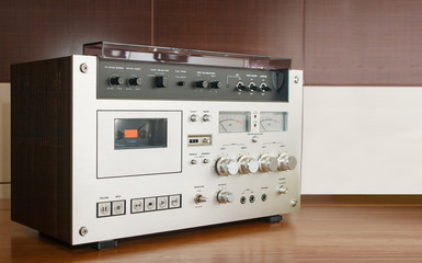 Fototapeta premium vintage cassete recorder on the table
