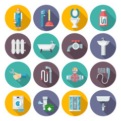 Plumbing icons set